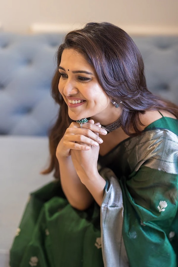 Linen-Look Soft Cotton Saree with Silver Zari Buttis and Tissue Pallu in Green, Pink and Wine  in Surat