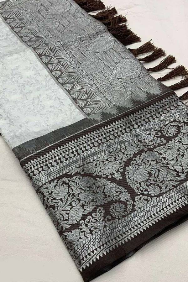Luxurious Banarasi Saree Silver Zari and All Over Floral Pattern  in Surat