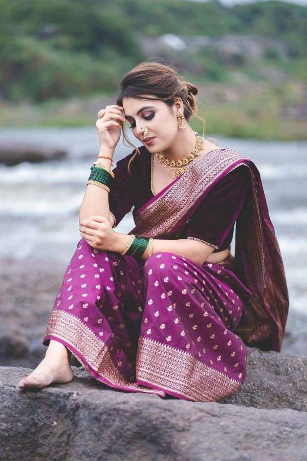 Luxurious Banarasi Silk Saree with Rich Pallu and Golden Butaa Design Saree  in Surat