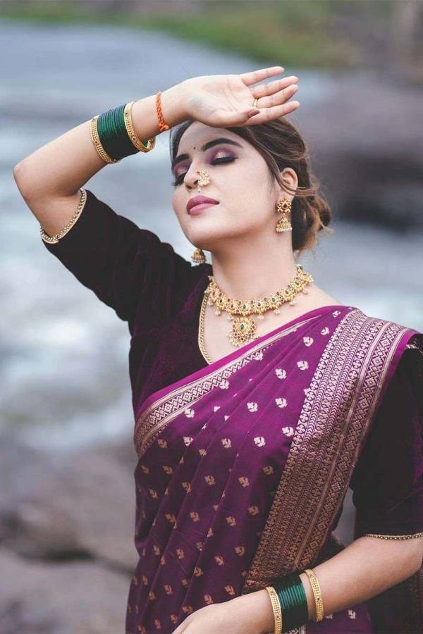 Luxurious Banarasi Silk Saree with Rich Pallu and Golden Butaa Design Saree  in Surat