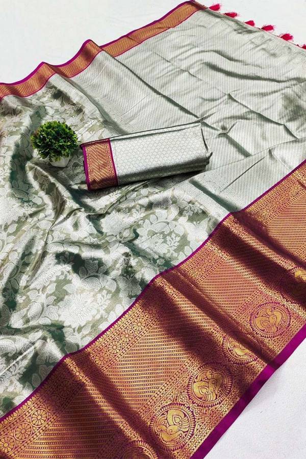Luxurious Kanjivaram Silk Saree with Intricate Zari Weaving  in Surat