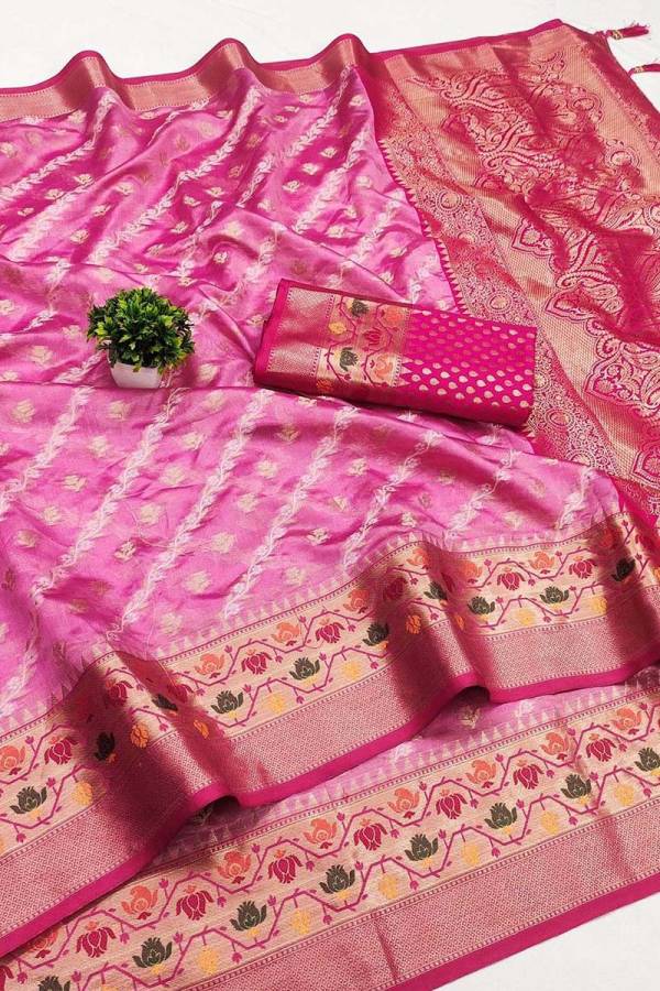 Luxurious Meenakari Saree Soft Organza Silk Rich Pallu Silk Designer Saree  in Surat