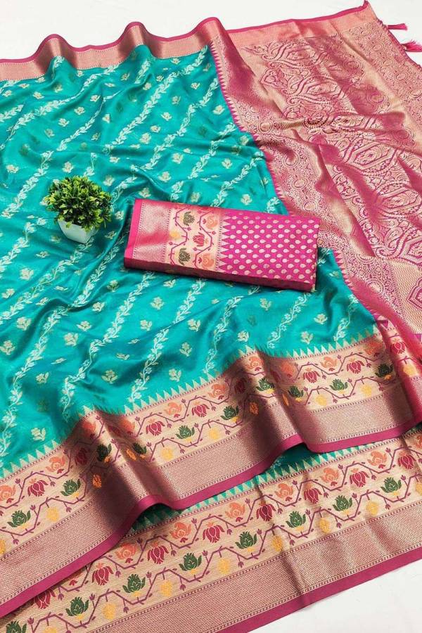 Luxurious Meenakari Saree Soft Organza Silk Rich Pallu Silk Designer Saree  in Surat