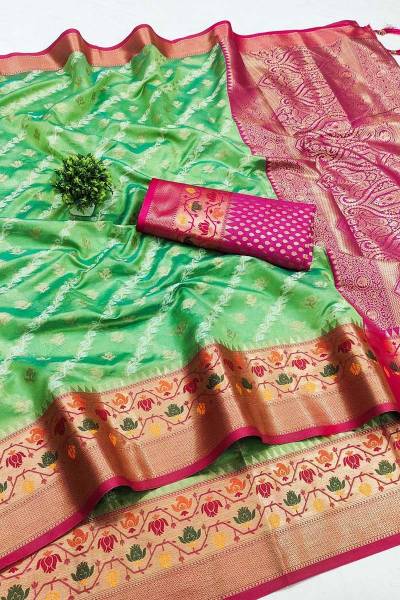 Luxurious Meenakari Saree Soft Organza Silk Rich Pallu Silk Designer Saree in Surat