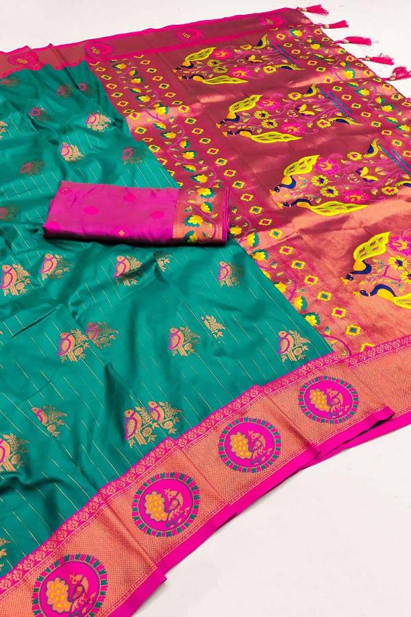 Luxurious Pethani Silk Meenakari Weaving and Copper Zari Embellishments  in Surat