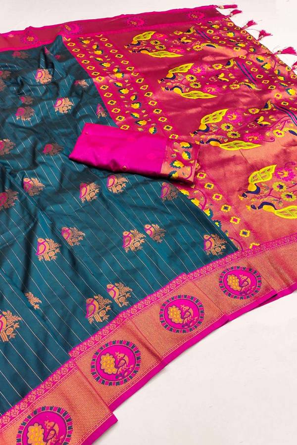 Luxurious Pethani Silk Meenakari Weaving and Copper Zari Embellishments  in Surat