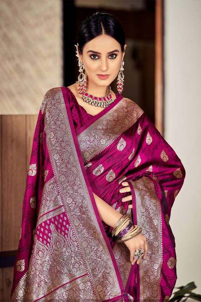 Luxurious Satin Soft Silk with Pure Golden Zari Weaving Rich Pallu with Allover Floral Design in Surat