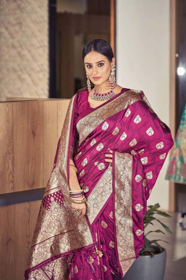 Luxurious Satin Soft Silk with Pure Golden Zari Weaving Rich Pallu with Allover Floral Design  in Surat