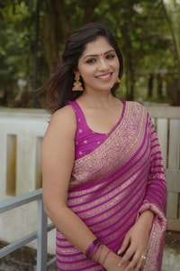 Magenta Pink Zari Stripe Banarasi Soft Silk Saree with Kanjivaram-Style Rich Pallu  in Surat