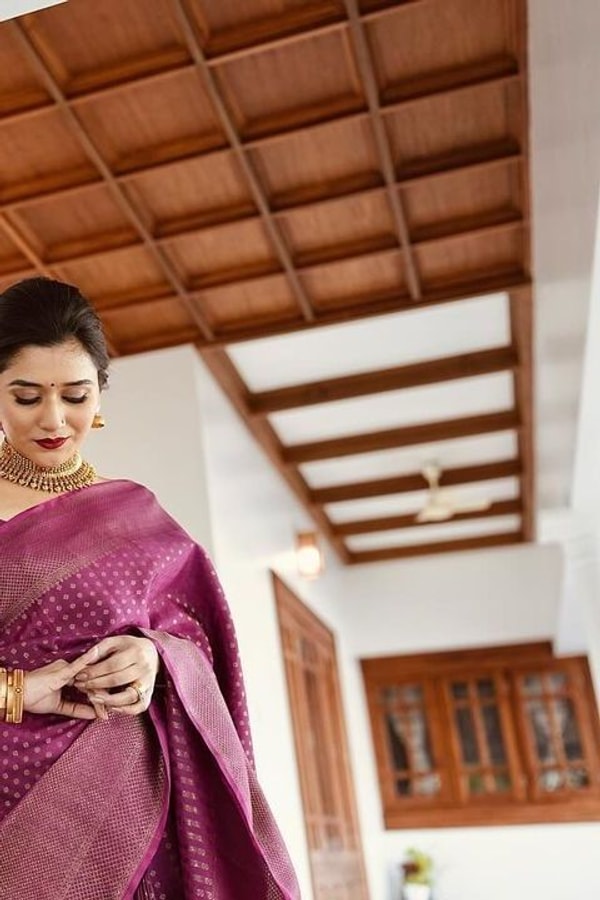 Magenta Plum Banarasi Soft Silk Saree with Fine Copper Zari Weave and Rich Copper Pallu  in Surat