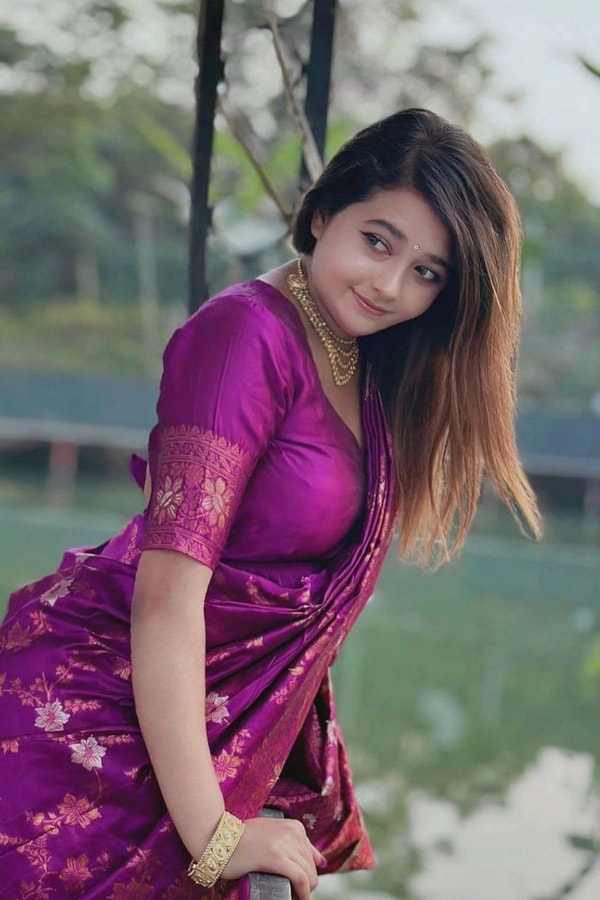 Magenta Purple Banarasi Soft Silk Saree with All-Over Copper Zari Floral Weaving  in Surat