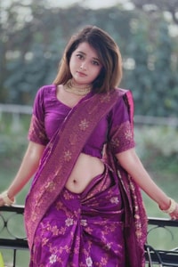 Magenta Purple Banarasi Soft Silk Saree with All-Over Copper Zari Floral Weaving  in Surat