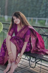Magenta Purple Banarasi Soft Silk Saree with All-Over Copper Zari Floral Weaving  in Surat