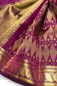 Magenta Purple Banarasi Soft Silk Saree with Gold Zari Diamond Weave and Temple Border  in Surat