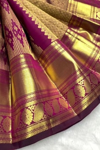 Magenta Purple Banarasi Soft Silk Saree with Gold Zari Diamond Weave and Temple Border  in Surat