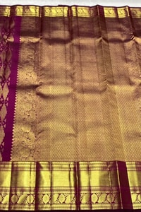 Magenta Purple Banarasi Soft Silk Saree with Gold Zari Diamond Weave and Temple Border  in Surat