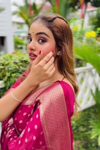Magenta Wine Banarasi Soft Silk Saree with Scattered Gold Zari Floral Buttas  in Surat video 2