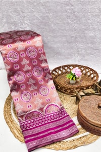 Mandala Motif Banarasi Soft Silk Saree with Striped Zari Border in Six Shades  in Surat
