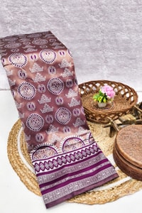 Mandala Motif Banarasi Soft Silk Saree with Striped Zari Border in Six Shades  in Surat