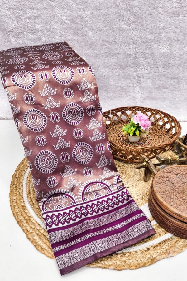 Mandala Motif Banarasi Soft Silk Saree with Striped Zari Border in Six Shades  in Surat