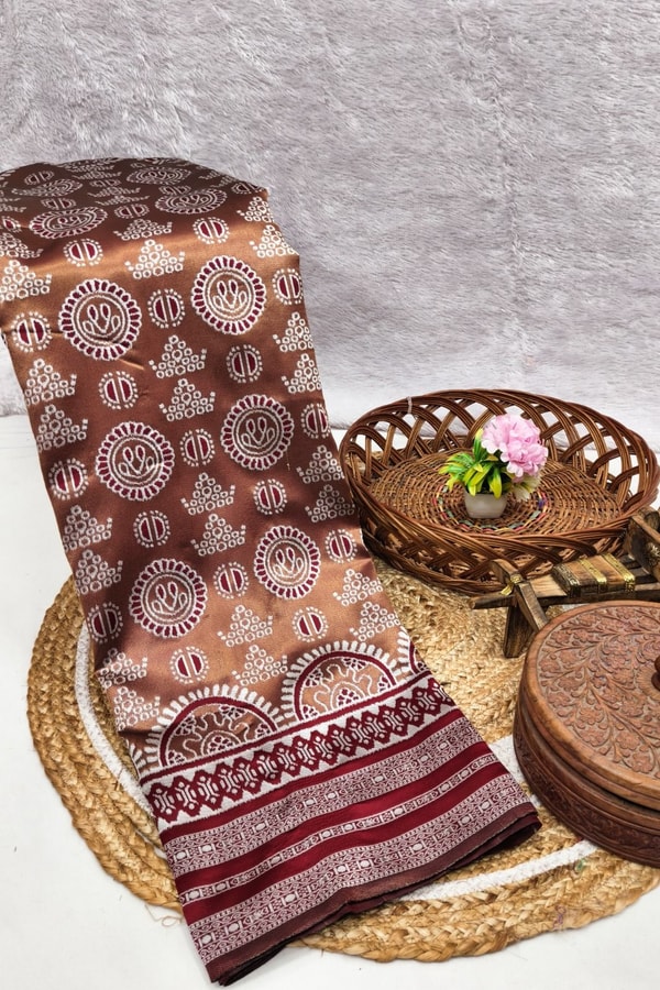 Mandala Motif Banarasi Soft Silk Saree with Striped Zari Border in Six Shades  in Surat