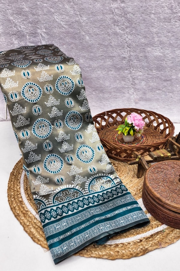 Mandala Motif Banarasi Soft Silk Saree with Striped Zari Border in Six Shades  in Surat