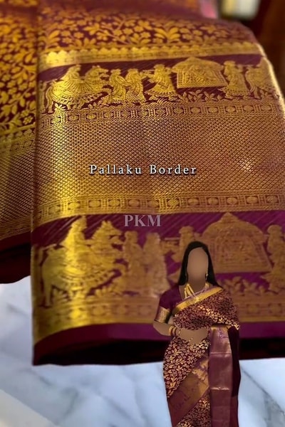 Maroon Banarasi Soft Silk Saree with Dense Gold Zari Body and Figurative Temple Pallu in Surat