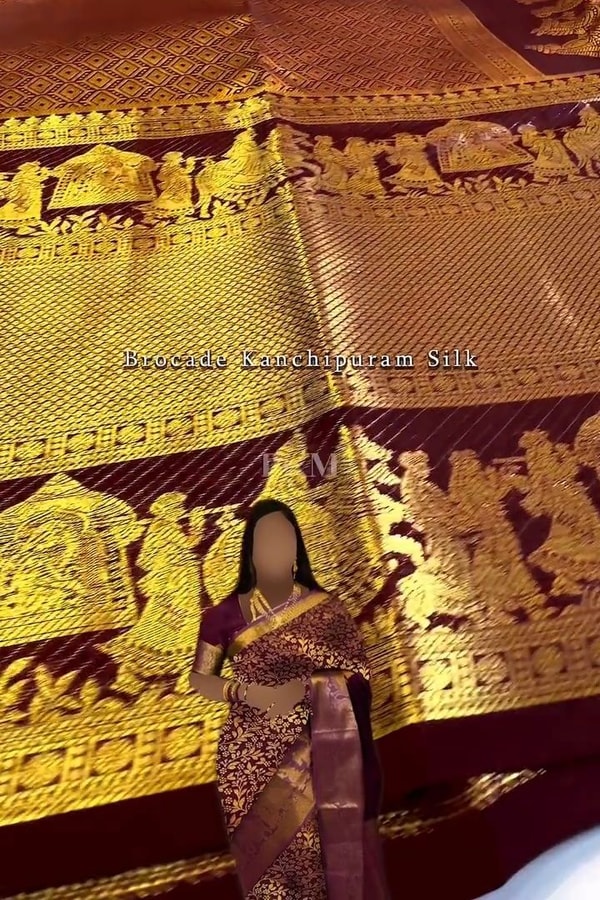 Maroon Banarasi Soft Silk Saree with Dense Gold Zari Body and Figurative Temple Pallu  in Surat