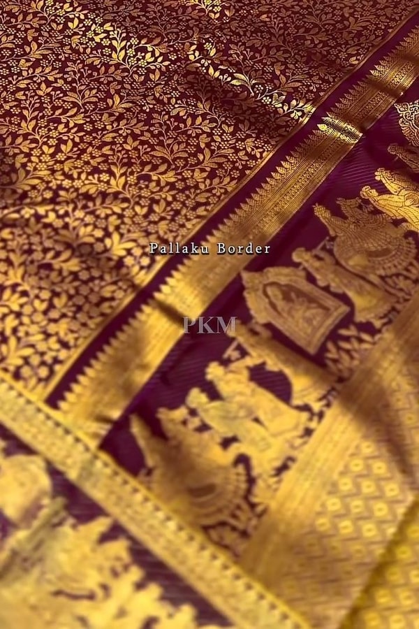 Maroon Banarasi Soft Silk Saree with Dense Gold Zari Body and Figurative Temple Pallu  in Surat