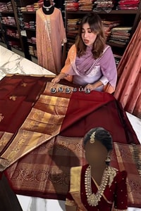 Maroon Banarasi Soft Silk Saree with Gold Zari Buttas and Wide Brocade Border  in Surat