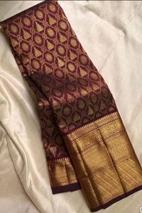 Maroon Banarasi Soft Silk Saree with Gold Zari Diamond Jaal and Heavy Temple-Style Border  in Surat