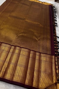 Maroon Banarasi Soft Silk Saree with Gold Zari Diamond Jaal and Heavy Temple-Style Border  in Surat