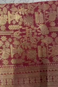 Maroon Banarasi Soft Silk Saree with Gold Zari Elephant and Folk Figure Brocade  in Surat video 1