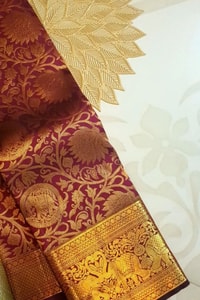 Maroon Bridal Banarasi Soft Silk Saree with All-Over Gold Zari Brocade and Heavy Border  in Surat