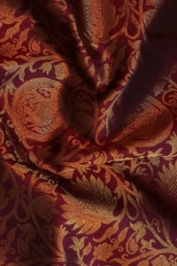 Maroon Bridal Banarasi Soft Silk Saree with All-Over Gold Zari Brocade and Heavy Border  in Surat