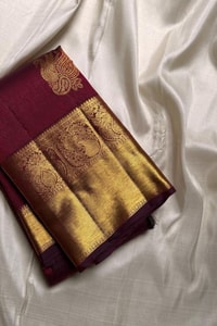 Maroon Peacock Butta Banarasi Soft Silk Saree with Gold Diamond Lattice Pallu and Broad Border  in Surat
