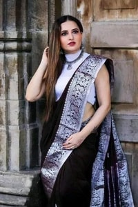 Maroon Zari Leaf Butta Banarasi Soft Silk Saree with Wide Brocade Border in Gold or Silver Zari  in Surat
