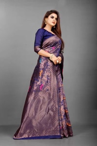 Mauve Purple Soft Lichi Silk Saree with All-Over Multi-Colour Floral Jacquard Weave  in Surat