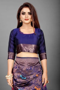 Mauve Purple Soft Lichi Silk Saree with All-Over Multi-Colour Floral Jacquard Weave  in Surat