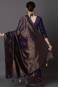 Mauve Purple Soft Lichi Silk Saree with All-Over Multi-Colour Floral Jacquard Weave  in Surat