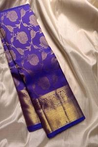 Medallion Zari Brocade Banarasi Soft Silk Saree in Royal Violet, Red and Purple  in Surat