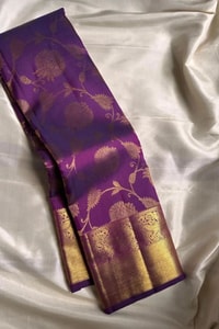Medallion Zari Brocade Banarasi Soft Silk Saree in Royal Violet, Red and Purple  in Surat