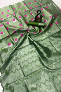 Meenakari Butta Banarasi Soft Silk Saree with Zigzag Zari Border in Five Muted Shades  in Surat