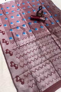 Meenakari Butta Banarasi Soft Silk Saree with Zigzag Zari Border in Five Muted Shades  in Surat