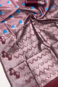Meenakari Butta Banarasi Soft Silk Saree with Zigzag Zari Border in Five Muted Shades  in Surat