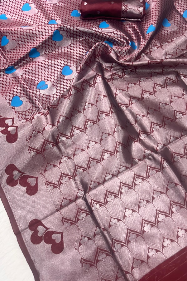 Meenakari Butta Banarasi Soft Silk Saree with Zigzag Zari Border in Five Muted Shades  in Surat