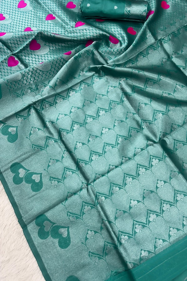 Meenakari Butta Banarasi Soft Silk Saree with Zigzag Zari Border in Five Muted Shades  in Surat