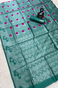 Meenakari Butta Banarasi Soft Silk Saree with Zigzag Zari Border in Five Muted Shades  in Surat