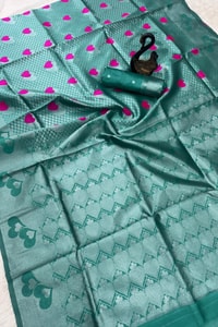 Meenakari Butta Banarasi Soft Silk Saree with Zigzag Zari Border in Five Muted Shades  in Surat