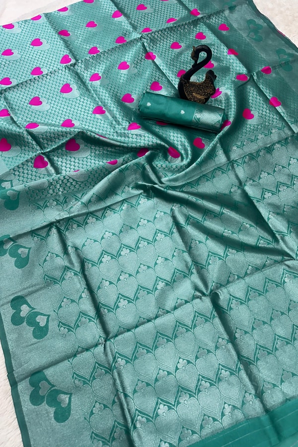 Meenakari Butta Banarasi Soft Silk Saree with Zigzag Zari Border in Five Muted Shades  in Surat
